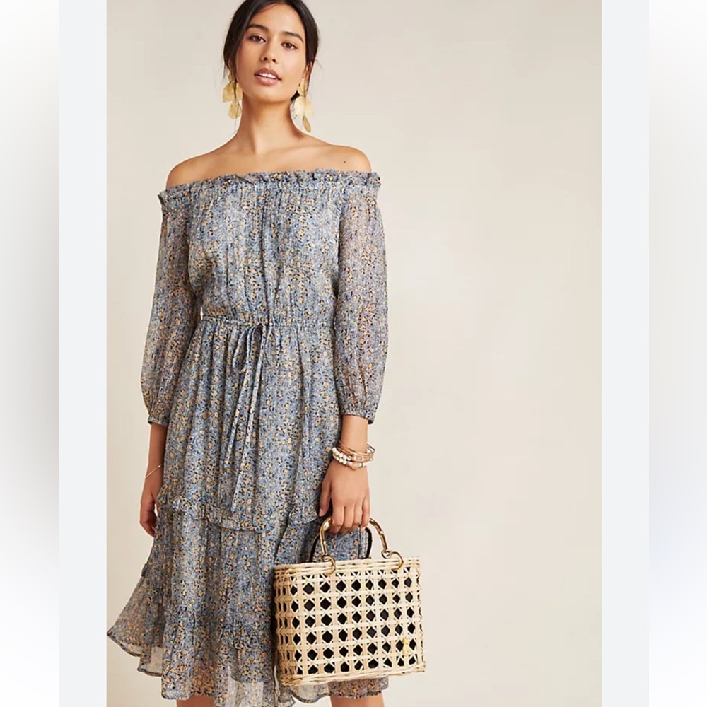 Anthropologie Blue Midi Dress